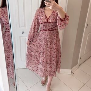 Summer Floral Print Midi Dress